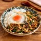 大葉でさっぱり！【鶏ひき肉とピーマンの甘辛そぼろ丼】