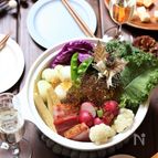 彩り野菜のキラキラジュレ鍋