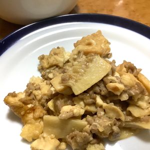 舞歌の作ってみた!投稿(筍と厚揚げ《にんにく♡オイスター味噌炒め》)