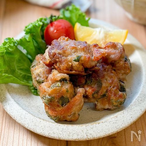 ワンパンで楽々♩【豚こま大葉梅からあげ】