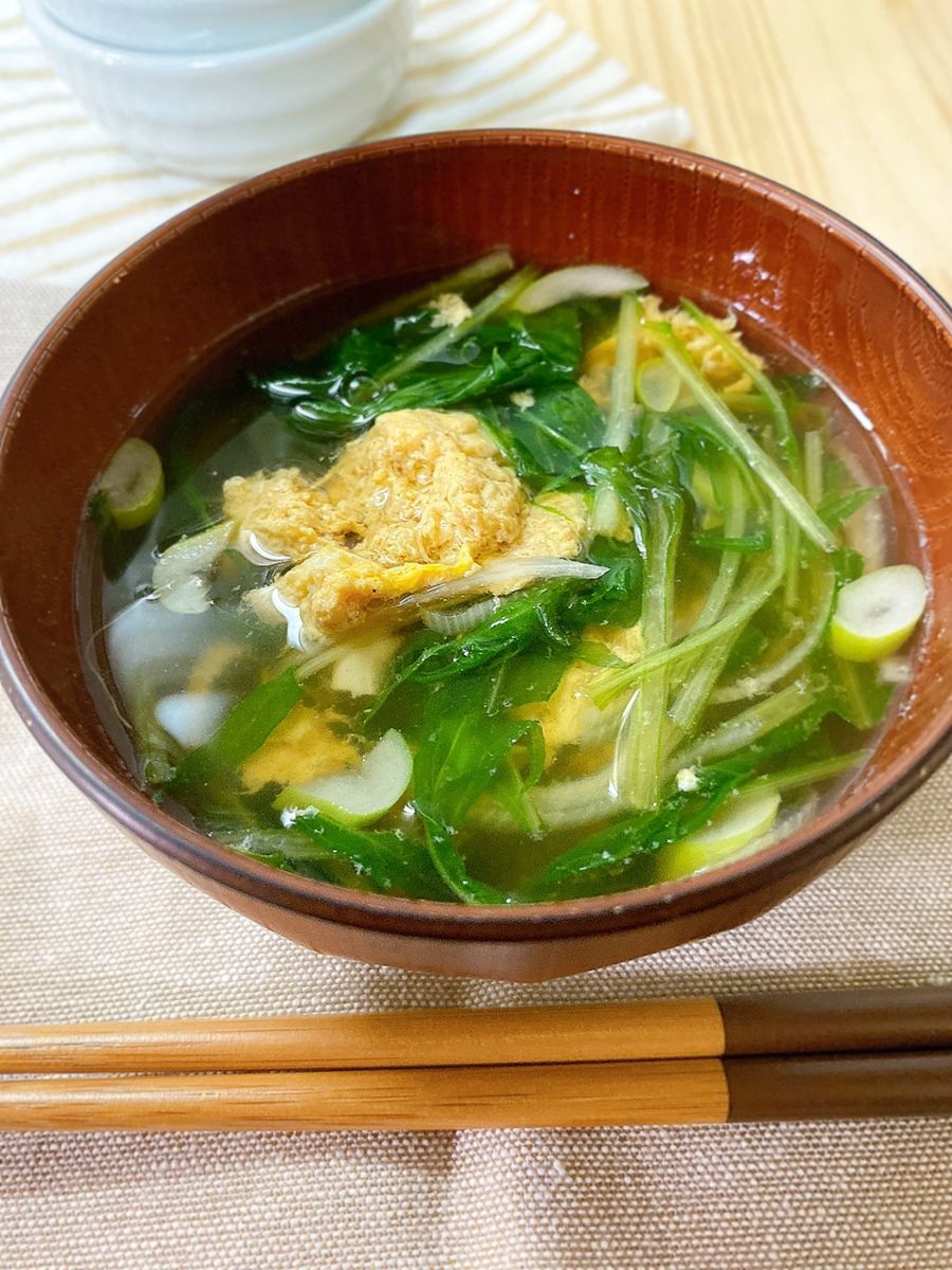 水菜と卵のすまし汁 | レシピサイトNadia