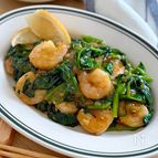 『海老とほうれん草のオイバター炒め』