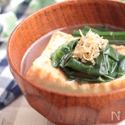カリカリじゃこと厚揚げ豆腐のお味噌汁