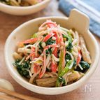 【えのきとほうれん草とかにかまの和え物】レンジでさっぱり副菜