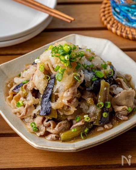 レンジで簡単 ！豚ばらナスのおろしポン酢