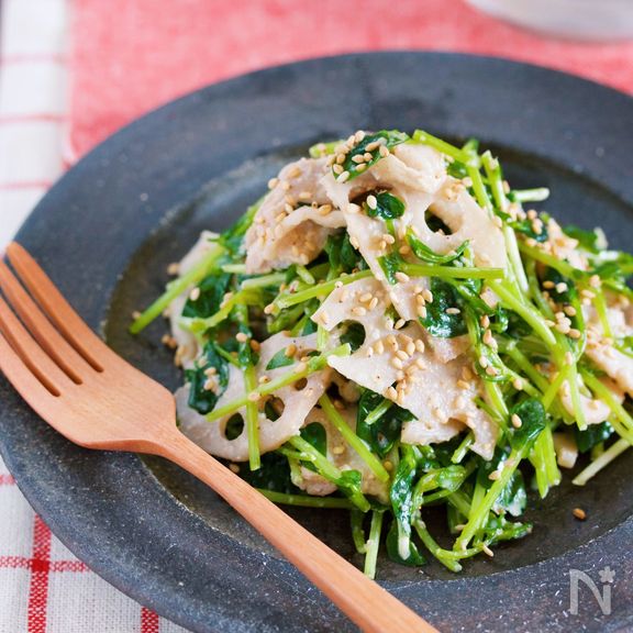 豚バラレンコンと豆苗のおかずサラダ【#作り置き#時短#弁当】