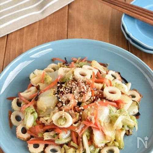 【白菜とちくわのピリ辛和え】パパっと一品！お酒もご飯も進む！