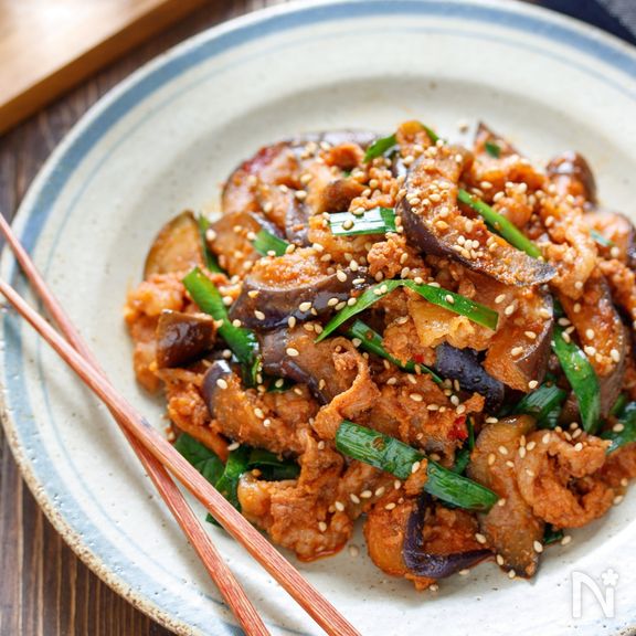 豚バラなすのスタミナ♡プルコギ炒め【#下味冷凍#オイル不要】