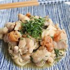鶏肉と梅しそのめんつゆ炒め