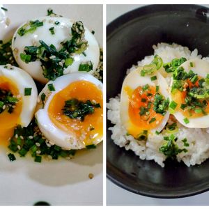 ゆみの作ってみた!投稿(調理時間10分！【やみつきネギ塩味玉】ご飯のお供に♩)