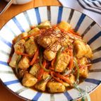 揚げ出し豆腐と野菜の甘酢炒め