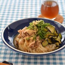 豚肉と生姜なすのぶっかけそうめん