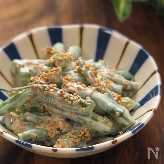 簡単副菜♩『いんげんのごまマヨ和え』