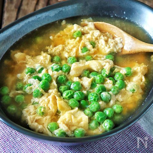 汁だく【えんどう豆の卵とじ】