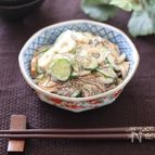 ハマるおつまみ♡もずくときゅうりとちくわの辛子マヨ醤油和え