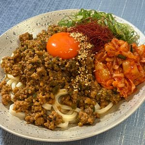 楽ラク手抜キッチン🐶🐾の作ってみた!投稿(レンジで簡単♩ジャージャー麺風肉味噌うどん)