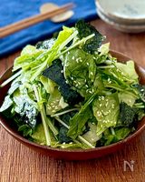 レタスと水菜のやみつきチョレギ風サラダ