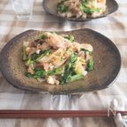 【春の楽しみ】菜の花と豚小間肉の焼ききしめん【ワンパン】