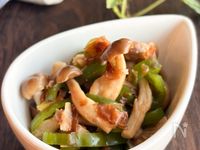 『レンチン副菜』ピーマンとしめじのポン酢おかかがらめ