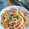 【豚キムチのまろやかクリームパスタ】牛乳が美味しさのポイント