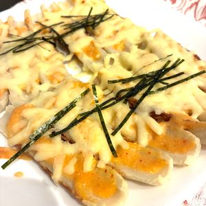 1032950の作ってみた!投稿(爆速おつまみ！ちくわの明太マヨチーズ焼き)
