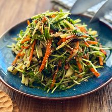 豆苗・新じゃが・にんじんとひじきの胡麻ぽんサラダ