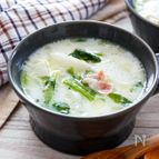 ほっとする味わい♪かぶとベーコンの白だしミルクスープ
