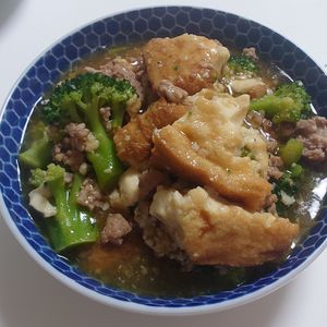 オレンジの作ってみた!投稿(厚揚げとブロッコリーの《トロトロ♡そぼろあん》)
