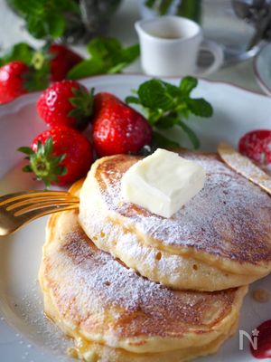 簡単手作りリコッタで ふわふわリコッタチーズのパンケーキ By 道添明子 あーぴん レシピサイト Nadia ナディア プロの料理家のおいしいレシピ