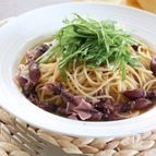 ワンパンで１０分！春の味！ホタルイカと水菜のスープパスタ
