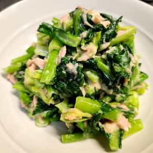 ぱんだの作ってみた!投稿(レンジで簡単♪小松菜のからし味噌和え)