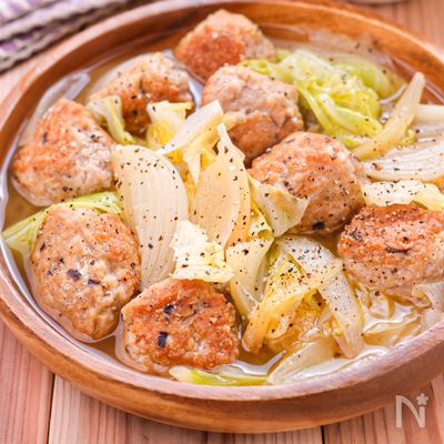 【肉団子と春野菜のスープ煮】春野菜の甘みがぎゅっと詰まった♪