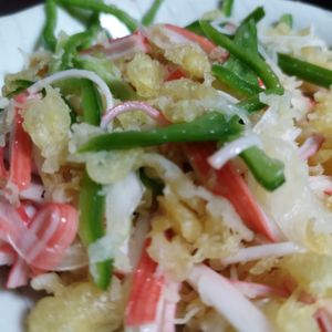 1171040の作ってみた!投稿(さっぱりヘルシー和食🎐かにかまとあげ玉の旨だし南蛮漬け🤭)
