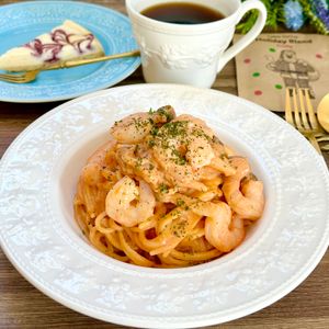 のりのり🐾🎀🤍の作ってみた!投稿(ワンパンで！【濃厚海老トマトクリームパスタ】生クリーム不要♩)