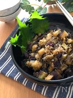 麺つゆで決まる・時短・簡単♡なすの胡麻じゃこ炒め