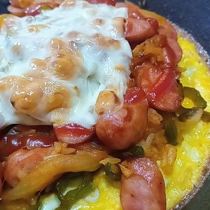 mmm10の作ってみた!投稿(スキレットオムドリア＊ふわ卵＆とろチーズ♪子供よろこぶ♡)