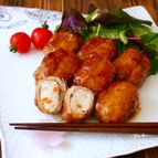 白身魚揚げ肉巻きの生姜焼き