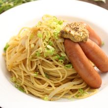 マスタードパスタ　粗挽きウィンナーのためのパスタ出来ました