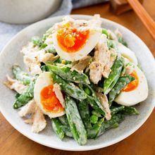 『スナップエンドウとチキンの和風ごまマヨサラダ』やみつき☆