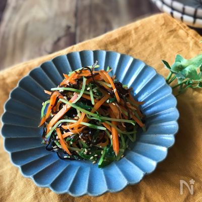 『5分で出来る!』豆苗とにんじんの塩昆布サラダ