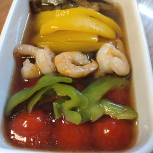 なべ円の作ってみた!投稿(さっぱりとおいしい♩エビと夏野菜の揚げ浸し)