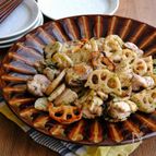 れんこんと鶏肉の海苔塩バター炒め