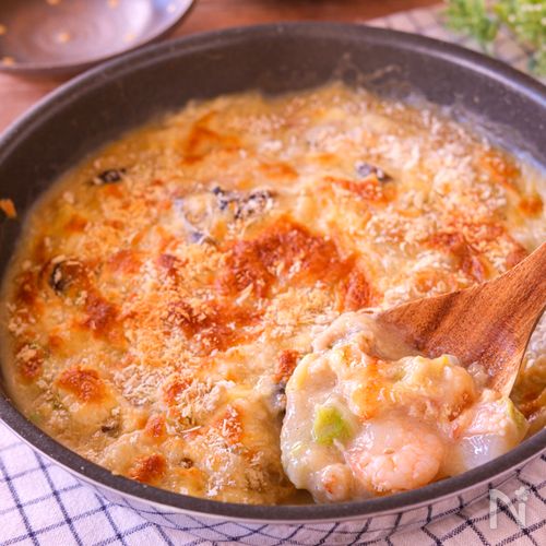 【えびと白菜の和風豆乳グラタン】ホワイトソース不要で簡単♪