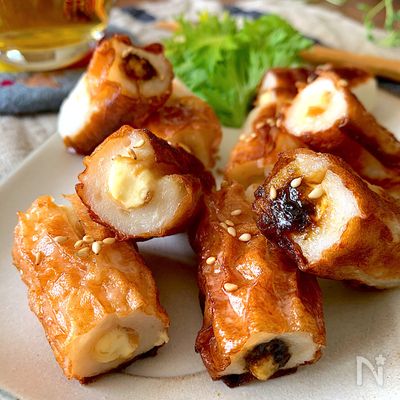 ちくわ史上最高おつまみ【クリームチーズ詰め】海苔佃煮となめ茸
