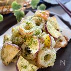 少なめ材料で簡単に作る副菜
さつま芋とちくわの磯辺揚げ
