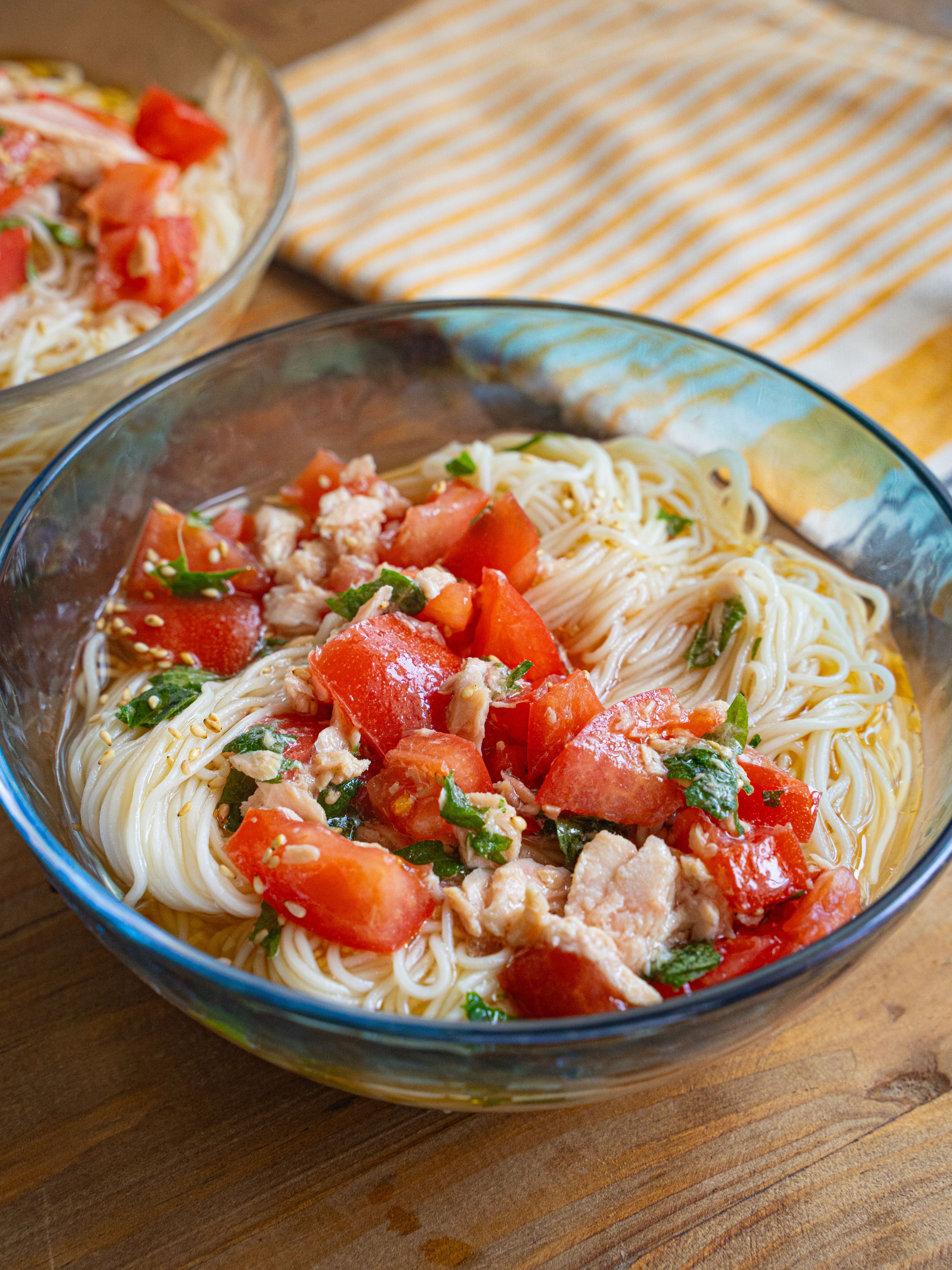 トマトとツナのだしポンそうめん【茹でたら混ぜるだけ！】 | レシピ