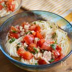 トマトとツナのだしポンそうめん【茹でたら混ぜるだけ！】
