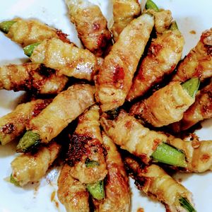 ゆみの作ってみた!投稿(【スナップえんどうの肉巻き和風だれ】わさびとおかかの風味♪)