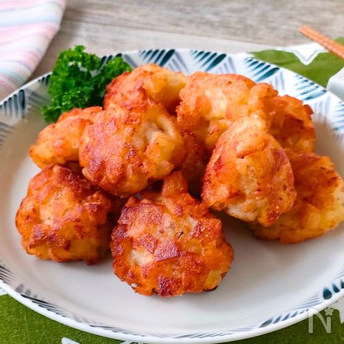 揚げず簡単おつまみ！【えびはんぺんの鹿の子揚げ風】