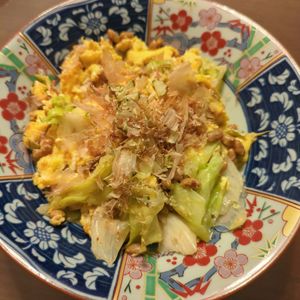 たりおの作ってみた!投稿(パパッと10分！納豆とレタスの卵炒め)